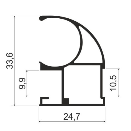 Профиль вертикальный асимметричный MS125V Серебро браш (A29)